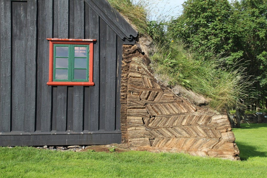 A traditional turf house in Iceland