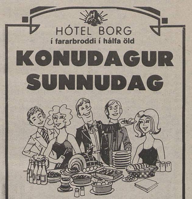Eine Zeitungsanzeige zum Frauentag (Konudagur) von 1971