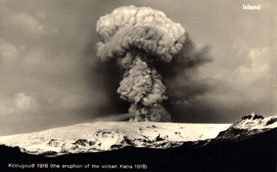 The Katla volcano eruption in 1918 in Iceland