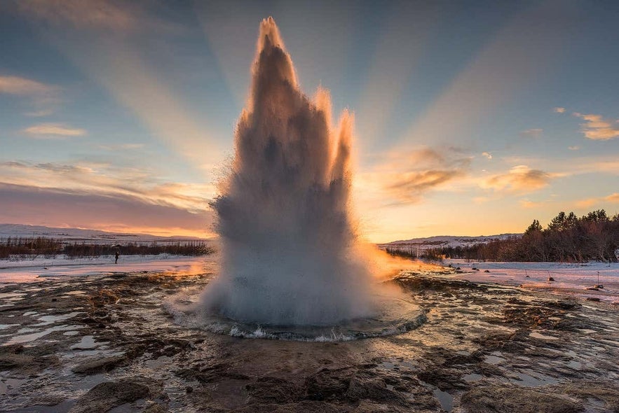 The Geysir geyser is a part of the Golden Circle route