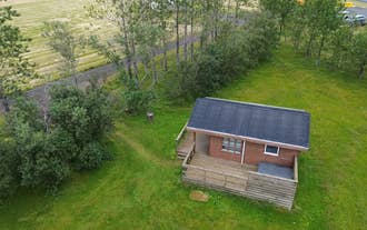 An aerial view of one of the cabins at Cave Cabins.