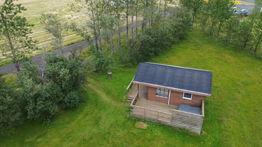 An aerial view of one of the cabins at Cave Cabins.