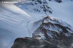 The highlands of Iceland covered in snow.