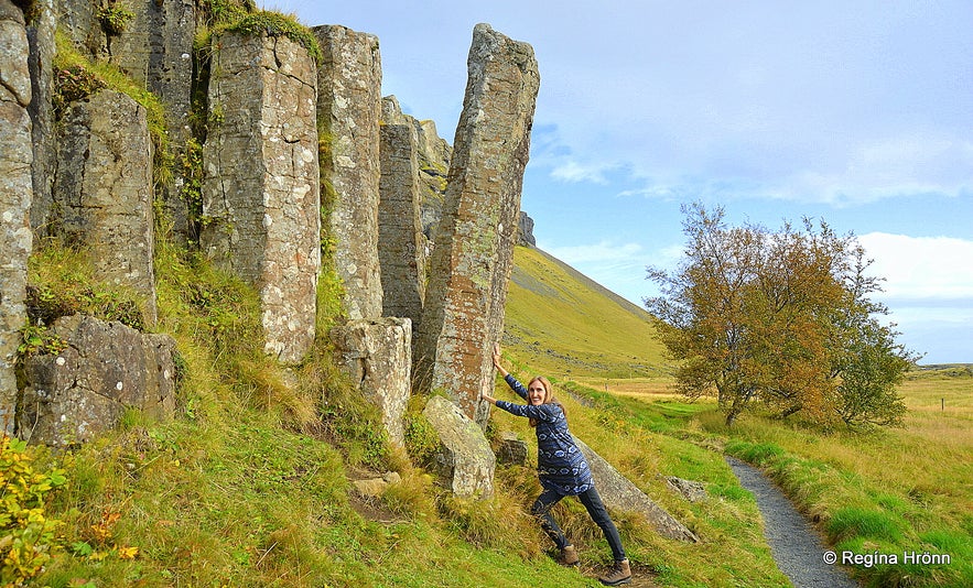 Holding up one of the pillars at Dverghamrar South-Iceland