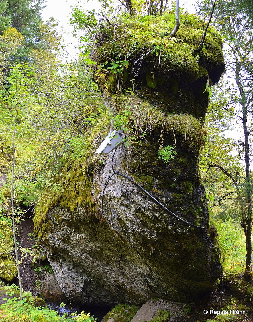 Fossasteinn Rock by Systrafoss waterfall Fossasteinn Rock by Systrafoss waterfall