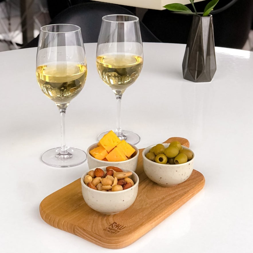 You can enjoy a platter with cheese, olives and nuts at Sky Bar