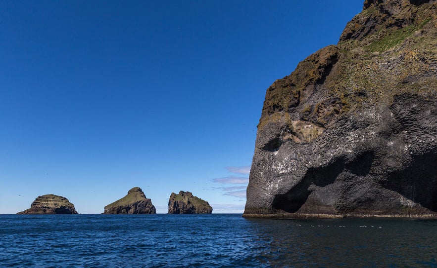 Herjólfsdalur, "Elephant Rock", can often be seen on trips to the Westman Islands.