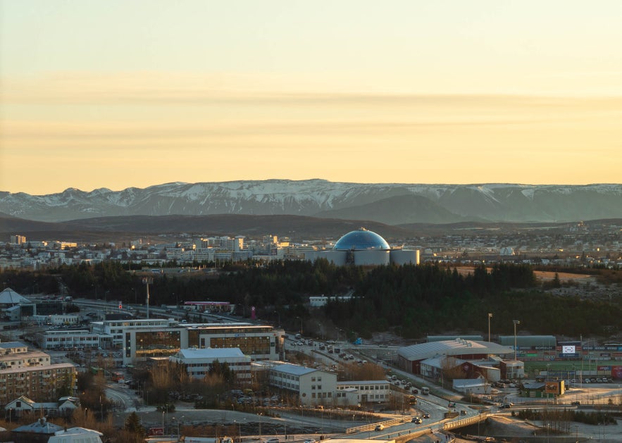 Perlan is surrounded by the woodland of Oskjuhlid.