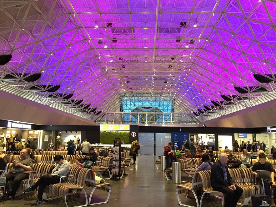 An interior shot of Keflavik International Airport.