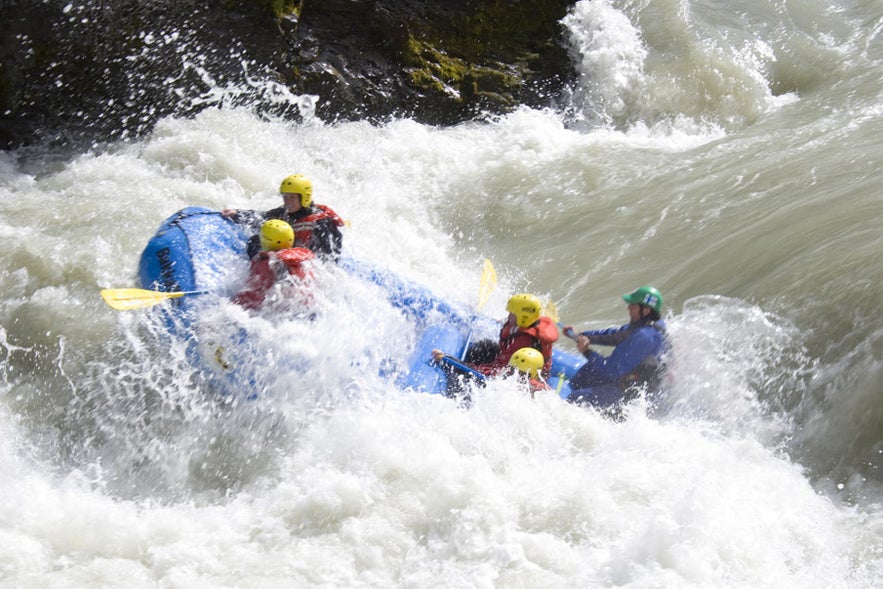 Rafters fight against the river's mighty currents.