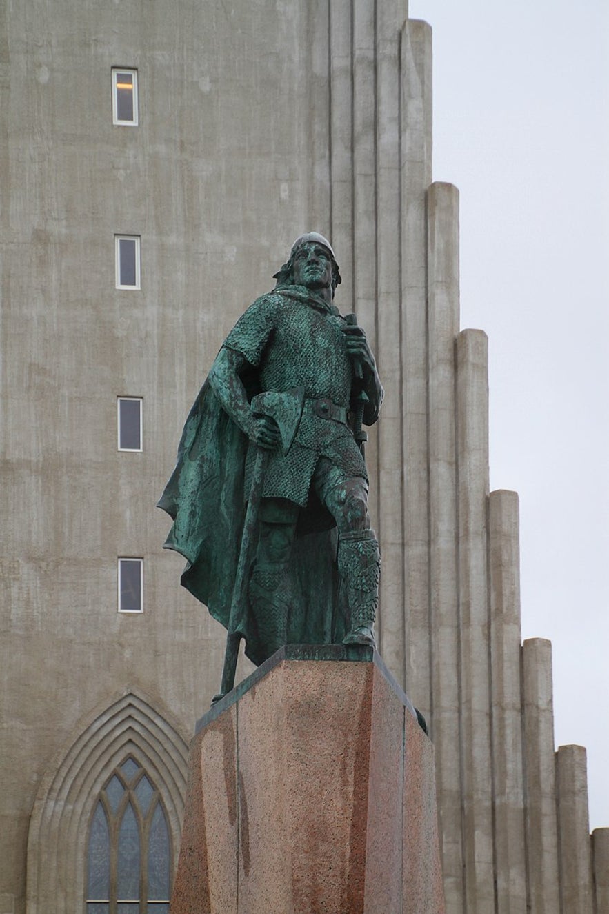 Leifur Eriksson's statue stands tall in Reykjavik.