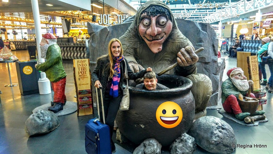 Grýla and her cauldron at the Keflavík airport in Iceland