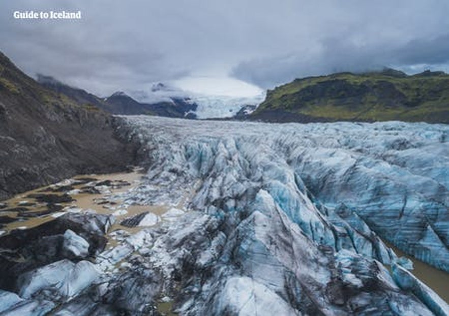 Glacial ridges rise from the Skaftafell Nature Reserve.