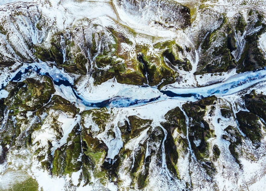 Fjadrargljufur canyon during winter, one of Iceland's secret spots