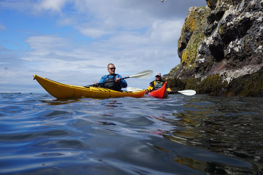 Kayaking in Iceland is great fun.