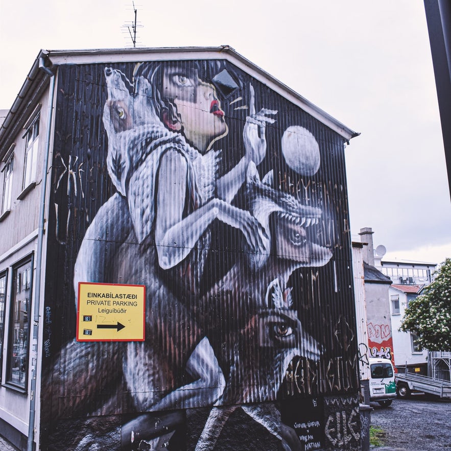 Some of the street art in Iceland is ominous.