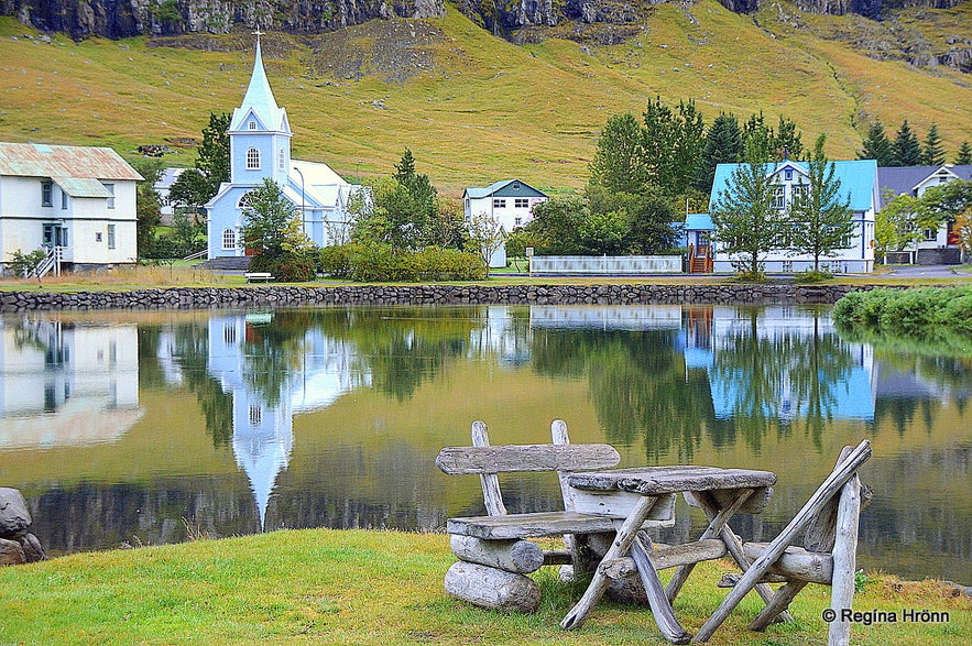 Seyðisfjörður and the blue church East-Iceland