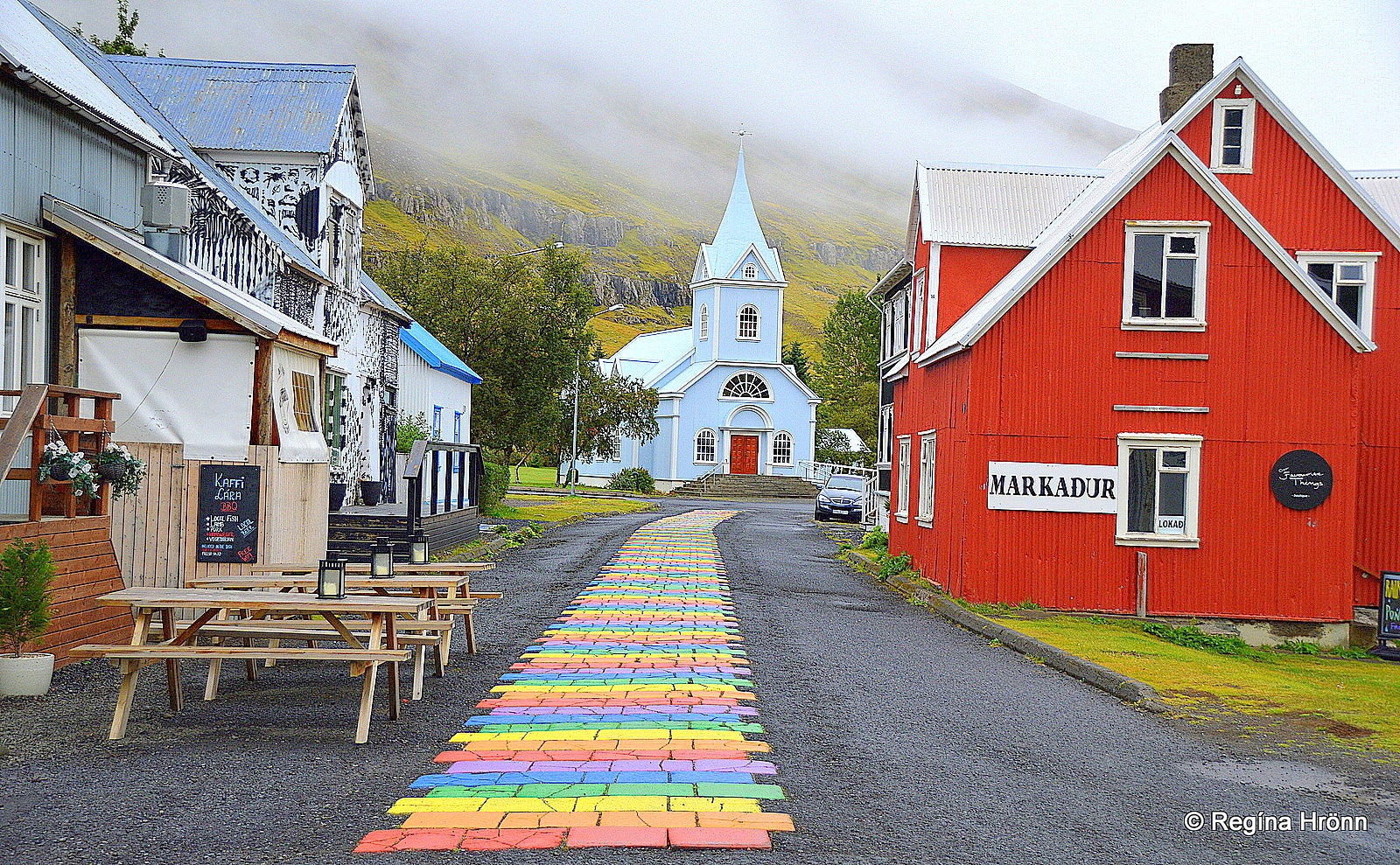 The strangely looking Sound Sculpture Tvísöngur in Seyðisfjörður in East Iceland