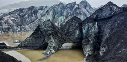 Glaciar Solheimajokull, una bellísima capa de hielo en Islandia.