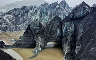 Glaciar Solheimajokull, una bellísima capa de hielo en Islandia.