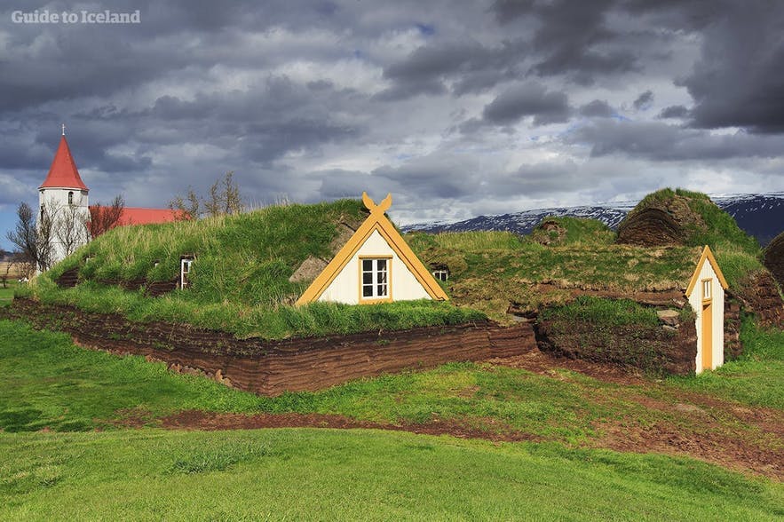 Turf houses were once common in Iceland.