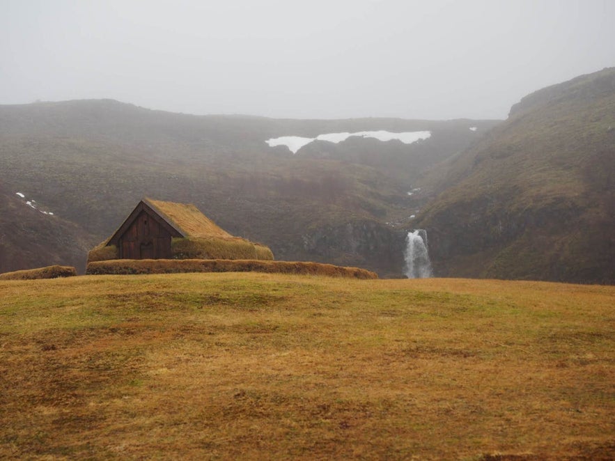 A reconstructed Viking era house in the South of Iceland