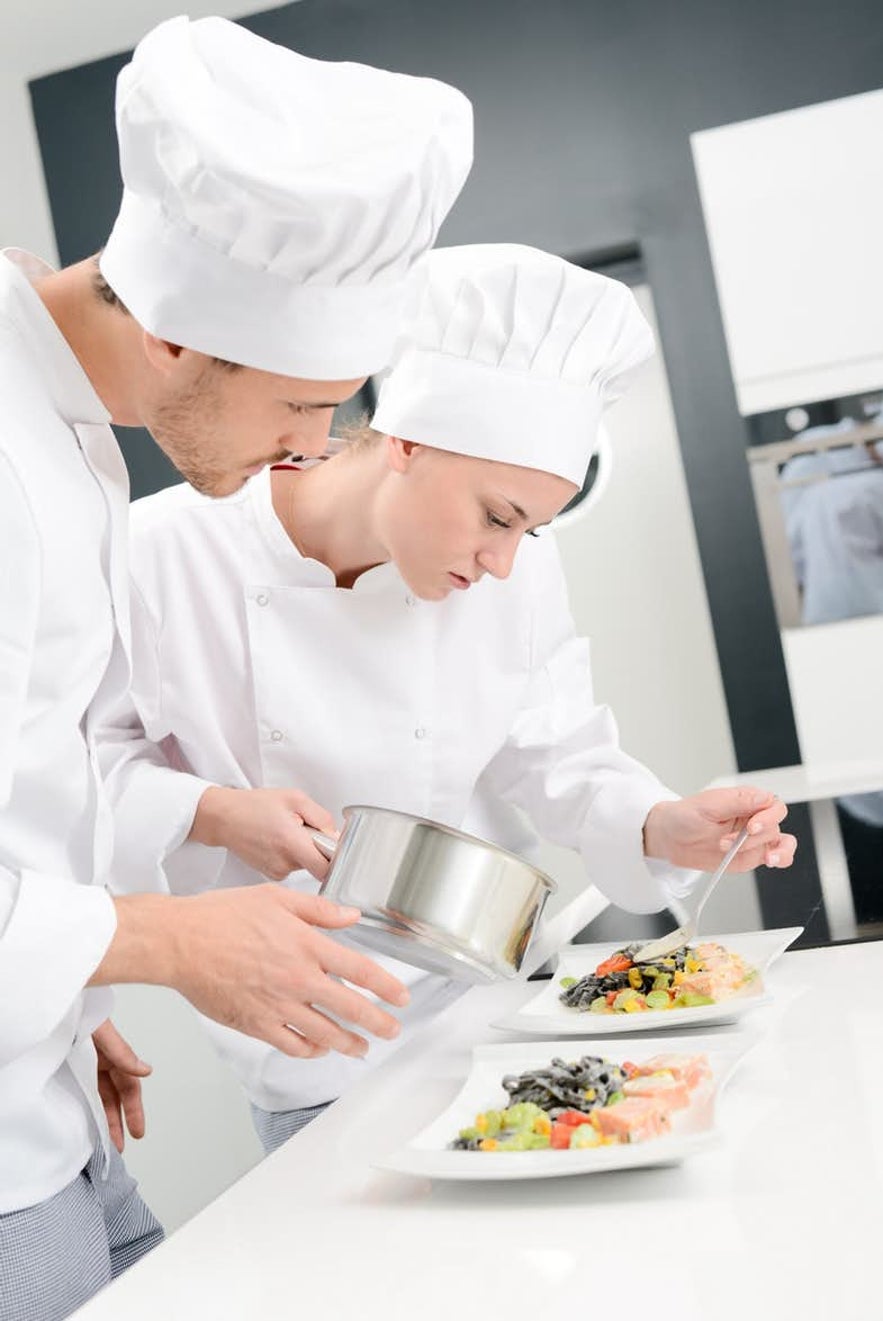 A fish dinner being prepared in Iceland.