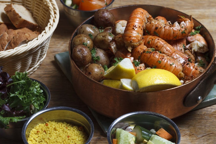 A dinner of Icelandic lobster or langoustine