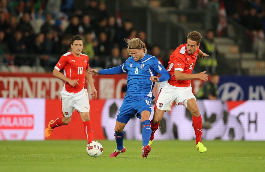 Iceland Vs Austria: UEFA European Championships 2016: Team Captain Aron Gunnarsson has the ball.