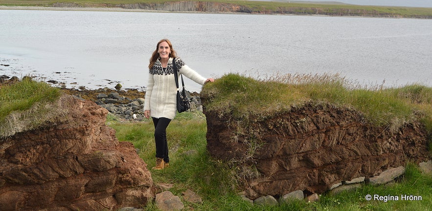 Regína by ruins at Kálfshamarsvík Skagi North-Iceland