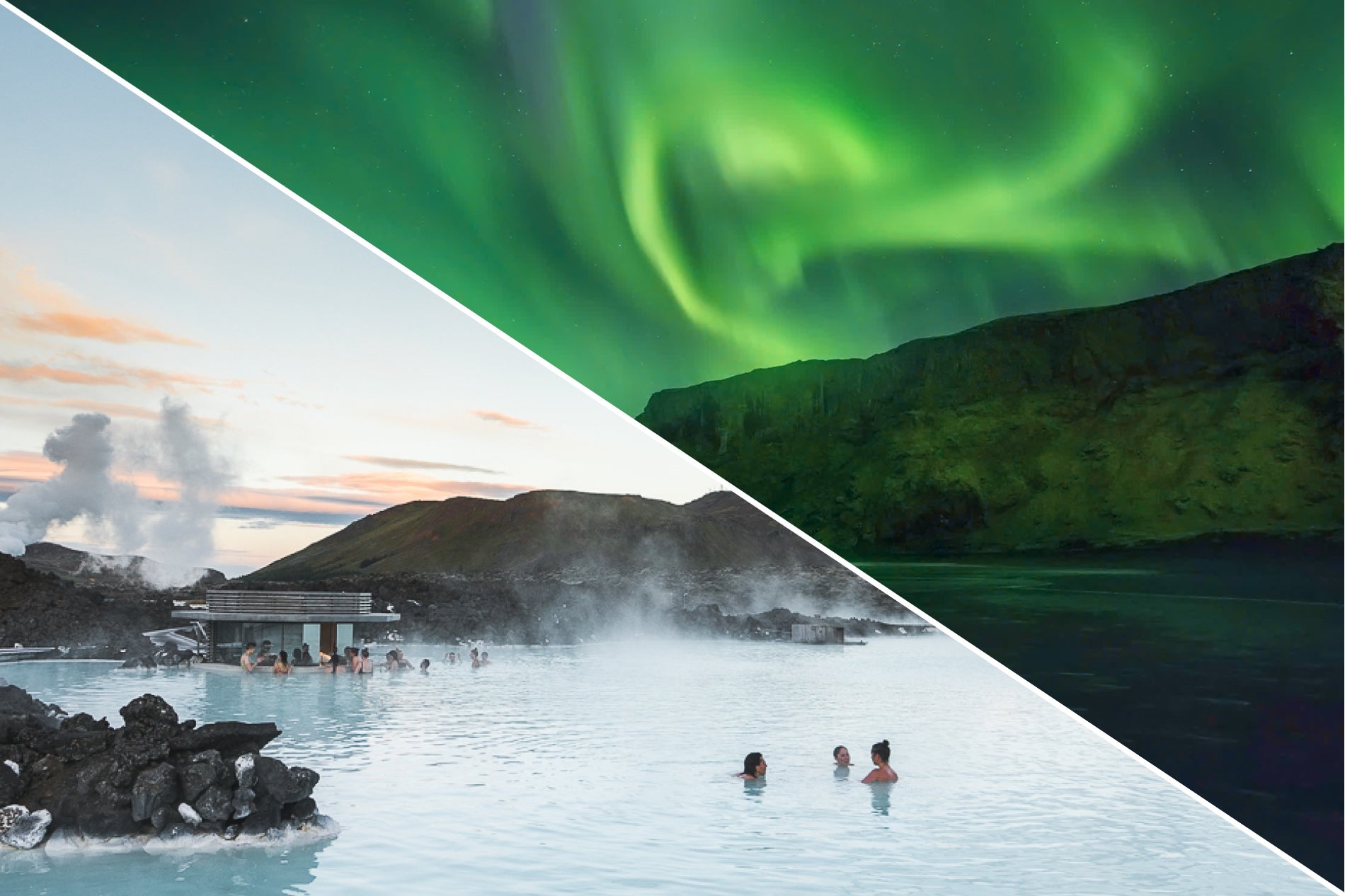 Geniet van een duik in de Blue Lagoon en ga op zoek naar het noorderlicht in IJsland.