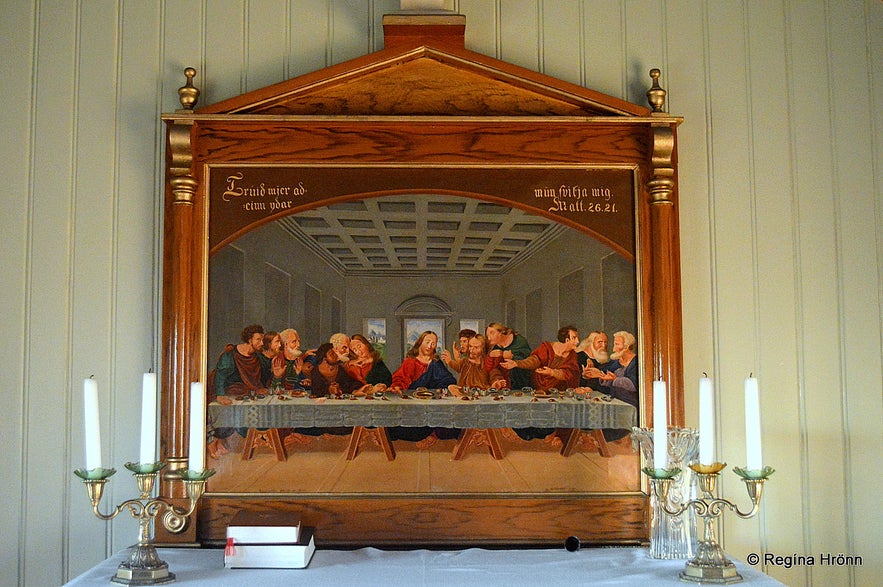 The altarpiece in Miðgarðakirkja church in Grímsey