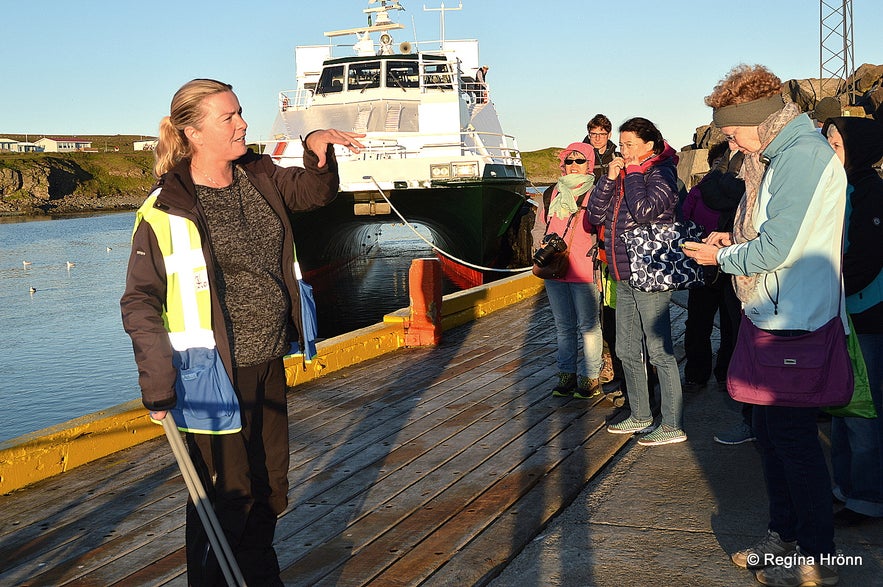 Our guide greeting us at Grímsey island