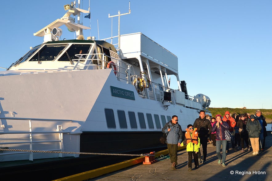 Steppin off the ferry at Grímsey island