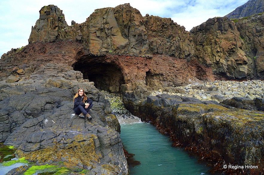 Regína at Kögurvík cove in the Westfjords