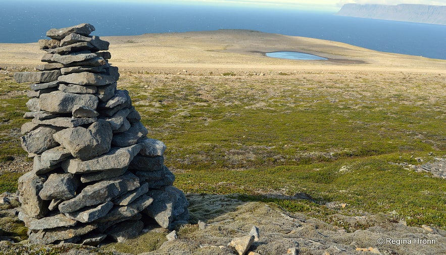 A cairn on top of Hænuvíkurhyrna mountain