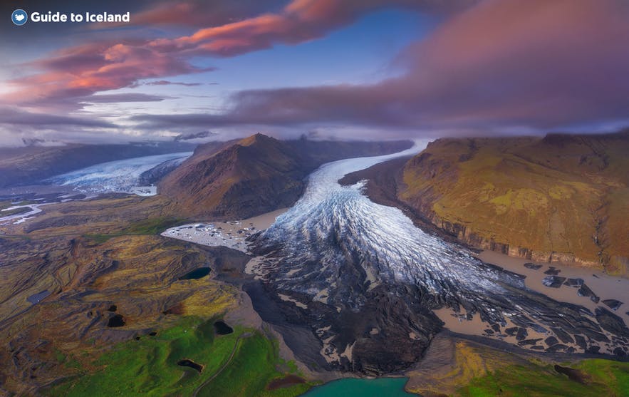 The landscape of Skaftafell within the Katla Global Geopark in South Iceland.