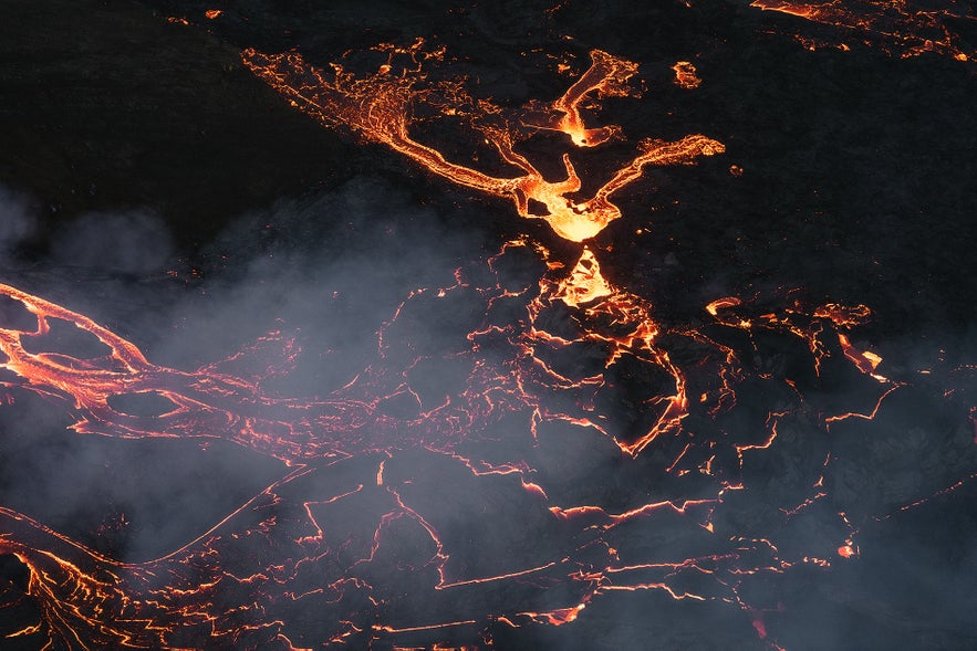 Fagradalsfjall erupting on the Reykjanes Peninsula in 2021.