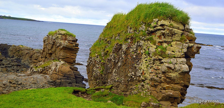 Pillars of rocks - dykes in the Strandir area Westfjords