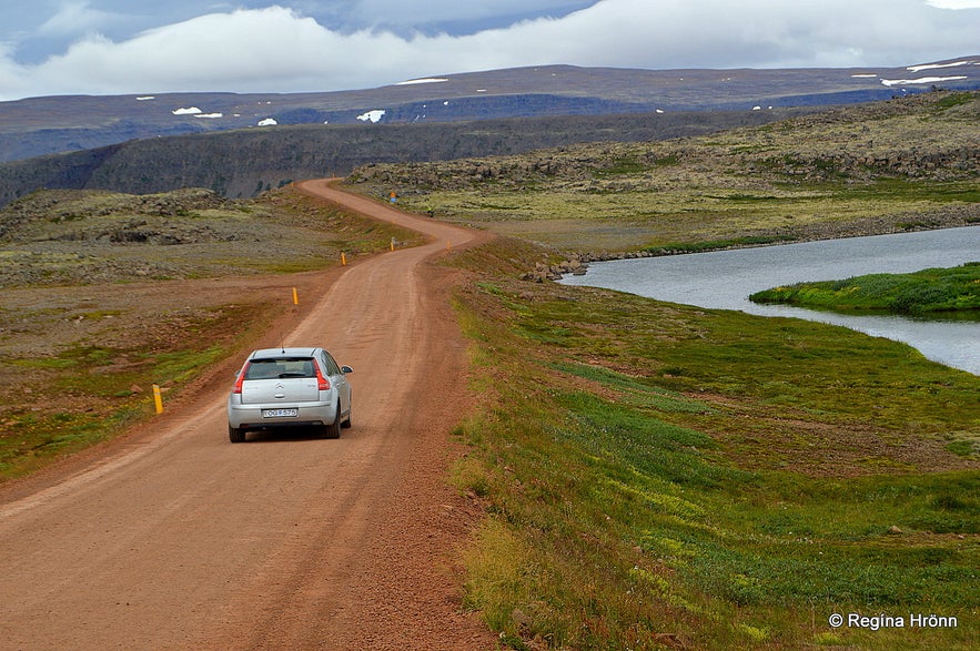 Driving on Dynjandisheiði heath through the Westfjords.