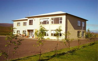Hlin Guesthouse on a summer's day.