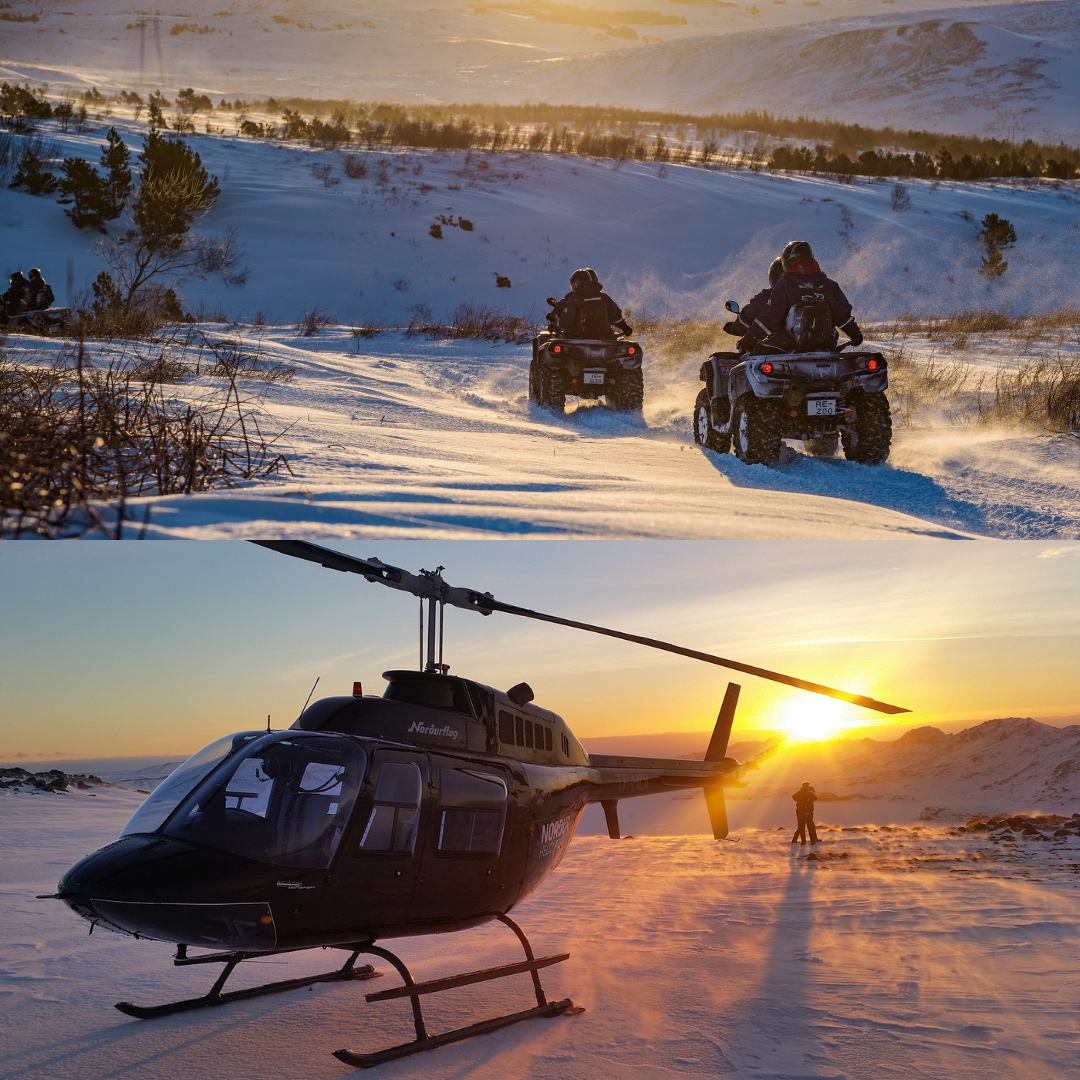 Fantastic 5-Hour ATV & Helicopter Tour with a Mountaintop Landing & Transfer from Reykjavik