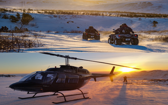 Fantastic 5-Hour ATV & Helicopter Tour with a Mountaintop Landing & Transfer from Reykjavik