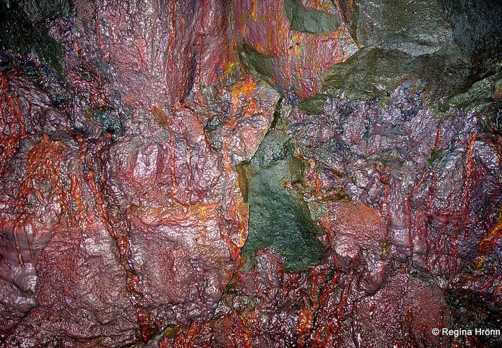 The Colorful Lava Formations in Víðgelmir Cave in West Iceland