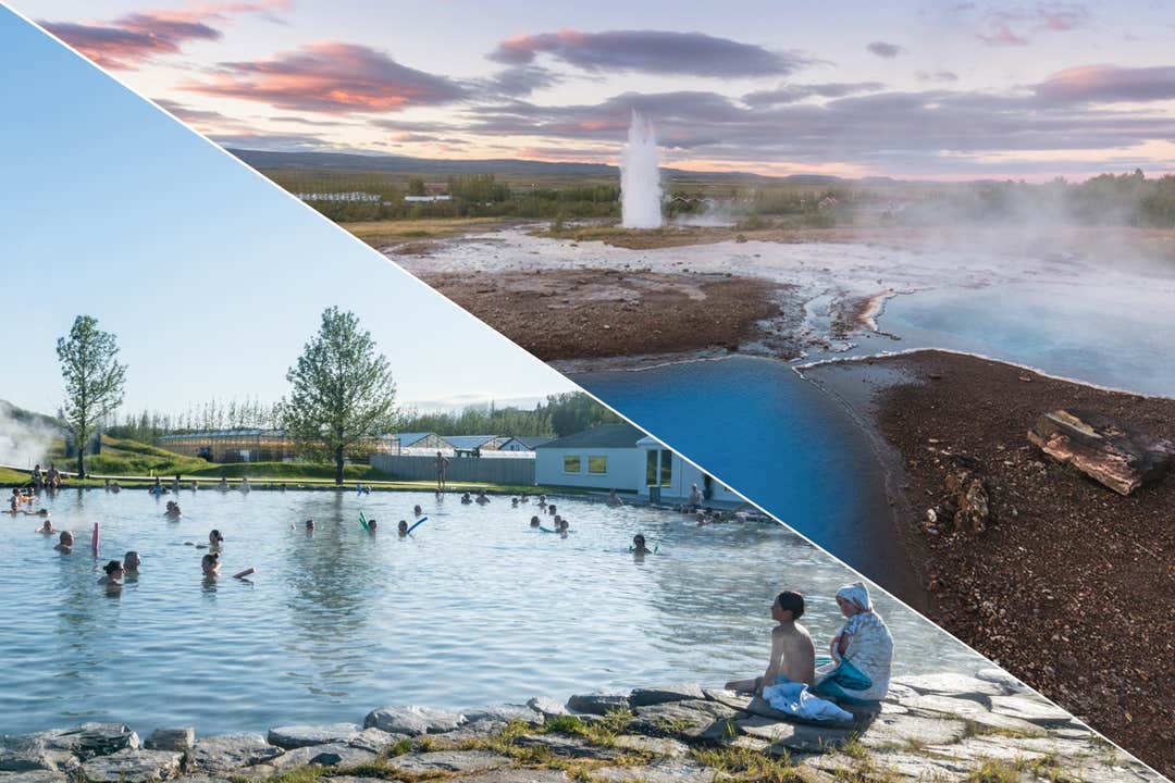 8 tunnin Kultaisen kierroksen ja Secret Lagoon -klassikkoretki pienryhmässä, kuljetus Reykjavíkista