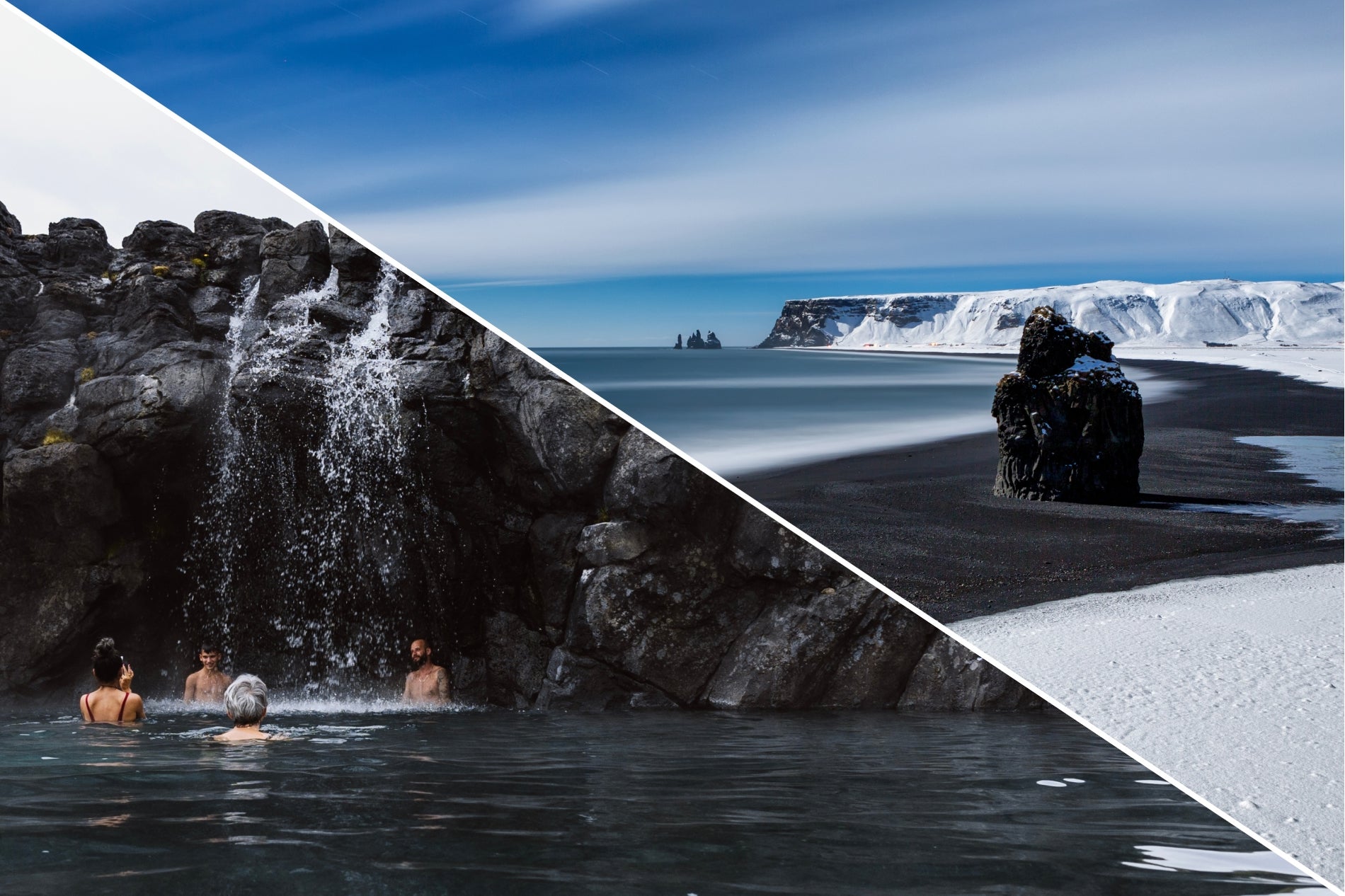 Sightseeingtur på sydkysten og det geotermiske spa Sky Lagoon fra Reykjavik