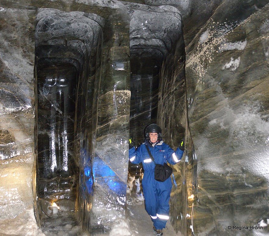 Regína inside Langjökull ice cave Iceland Regína inside Langjökull ice cave Iceland
