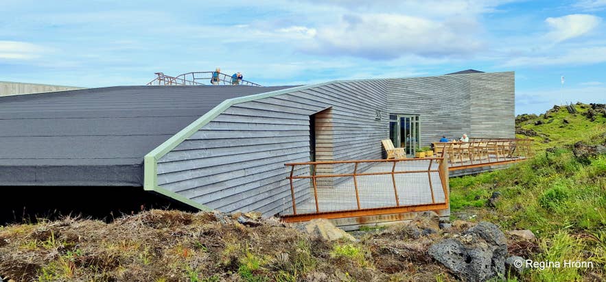 The Snaefellsjokull National Park Center at Hellissandur with its sloped roof and viewing deck.