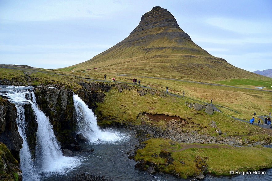 Mt. Kirkjufell and Kirkjufellsfoss waterfall