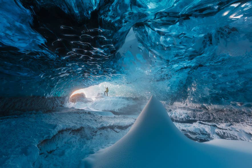 The safest month to visit ice caves in Iceland is in February